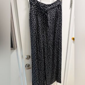 Anthropologie Black and White Polka Dot Wide-Leg Pants with Belt